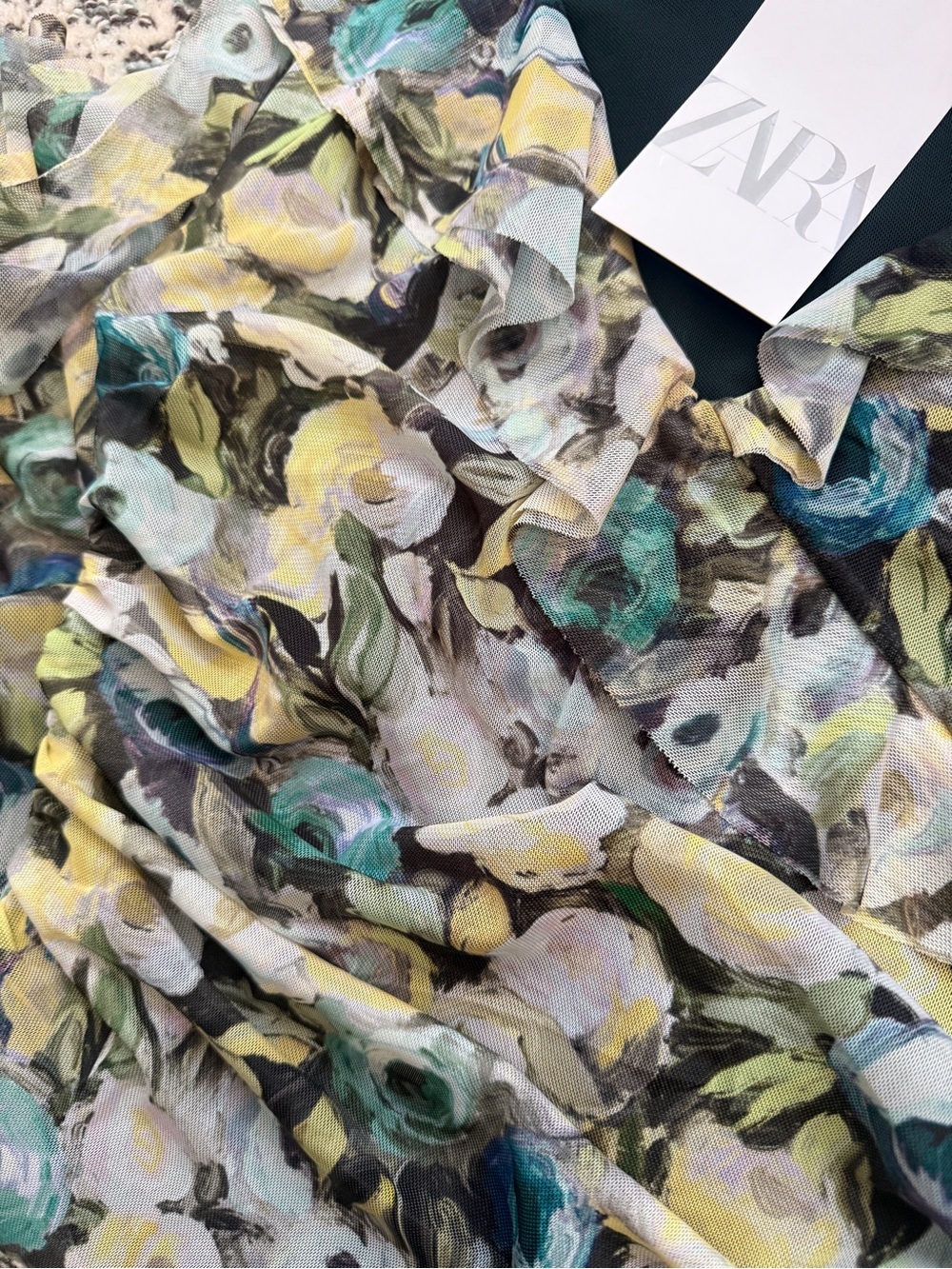 NWT Zara Floral Ruffle Mini Dress - Picture 3 of 4